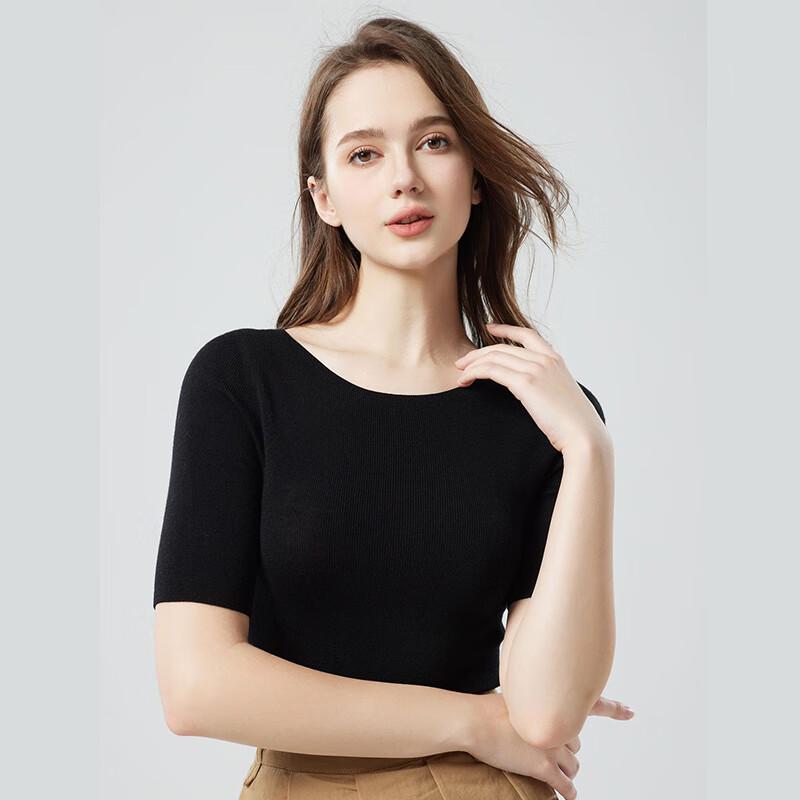 Women's 100% Fine Wool Round Neck Knit Sweater
