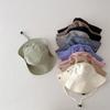 Summer Quick Dry Kids Bucket Hat Solid Color Boys Girls Fisherman Hats For Children Drawstring Outdoor Beach Panama Sun Cap