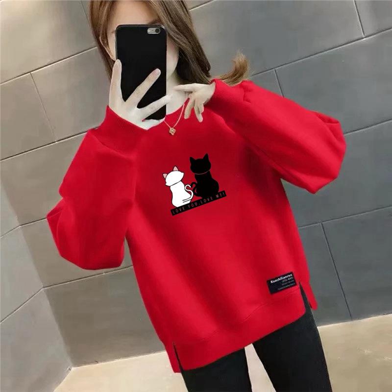 Plus Size Women's Velvet Thick Sweatshirt: Autumn/Winter Loose Fit, Slimming, & Fashionable