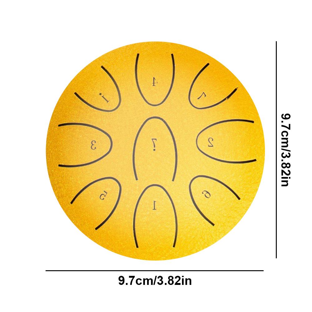 4 Inches Portable Rain Drum 9-Note Handpan Drum with Drum Mallet Outdoor Chakra Drum for Yoga Musical Meditation