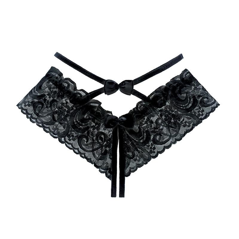 Female Low Waisted Underwear Lace Seamless Thongs Women's Panties Intimates Pearl Women Crotchless Breathable Sleepwear