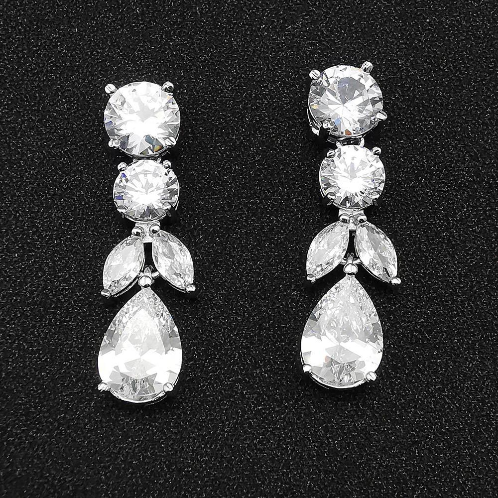 

Элегантные серьги-капли в форме листа и груши - Дизайн высокого класса (e7092) белый