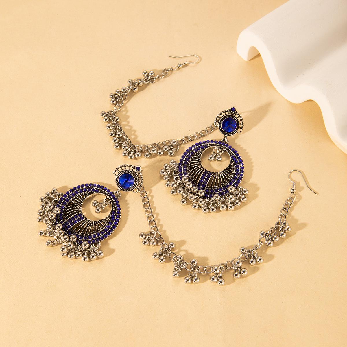 Colorful Bohemian Retro Earrings: Elegant Ethnic Style Bell Ear Studs for Women