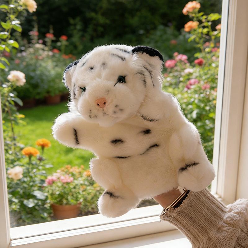 Tiger Hand Puppet Soft Stuffed Plush Toys Cute Animal Tiger Cosplay As A Prop Plushies Doll Gifts For Entertainment Game Props