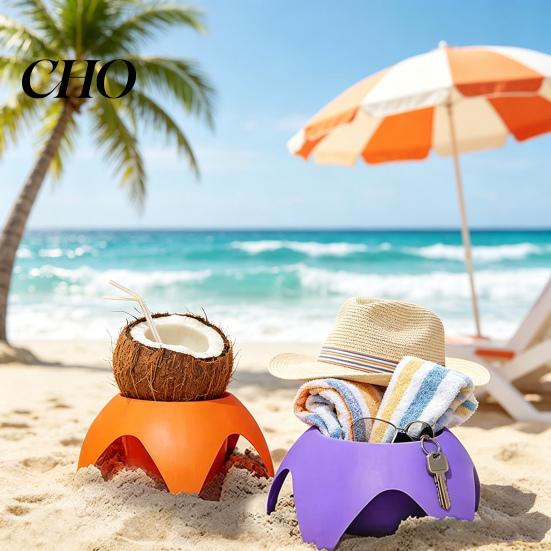 Portabicchieri da Spiaggia con Colori Vivaci Impilabile Portatile Accessori per Bevande Telefoni Snack Crema Solare Organizer Senza Sabbia Viaggio Campeggio Picnic