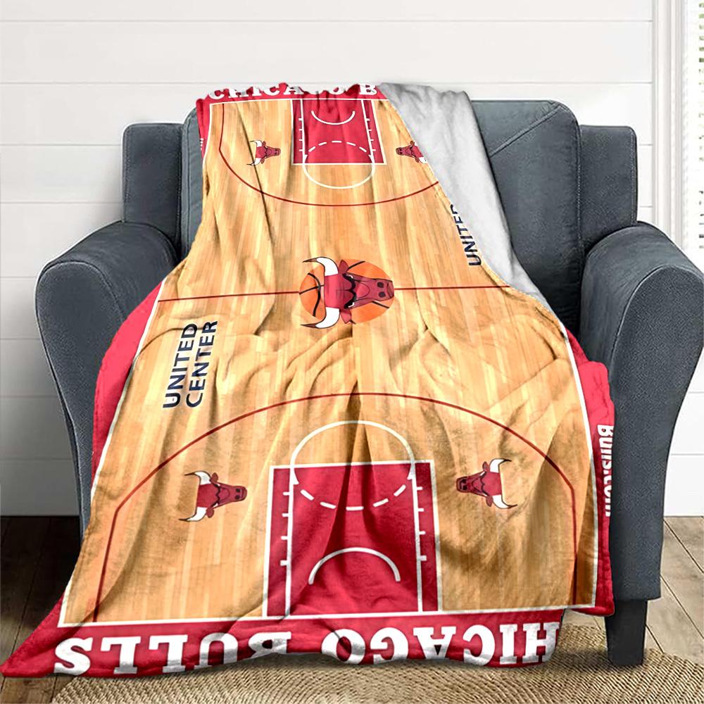 1pc Bulls Court Flannel Blanket, Soft Skin Friendly with Digital Printing, Various Sizes Available for Family, Friends, Birthday