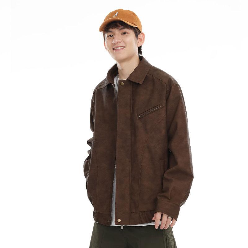 Американская куртка из искусственной кожи мужская свободная бейсбольная куртка большого — фото 4