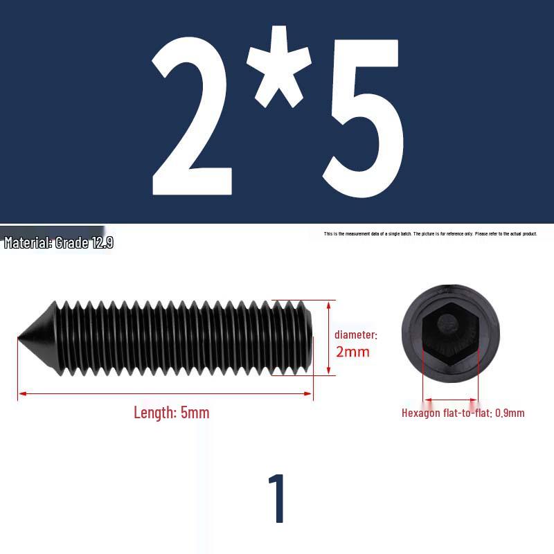 12.9 Edelstahl 304 Innensechskant Kegelspitze Gewindestift M2/M3