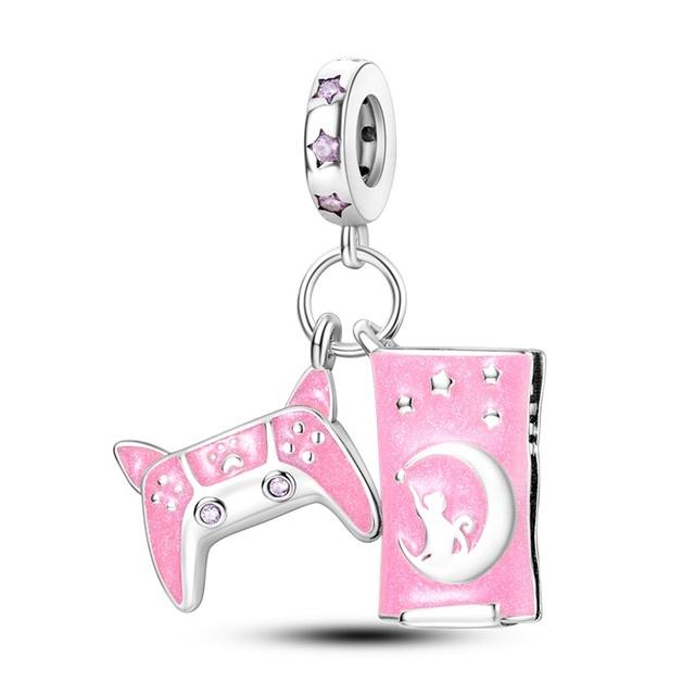Charms Silver 925 Music Walkman Pendant Mobile Phone &Game Console Charm Butterfly Pendant Fits 925 Original Necklace