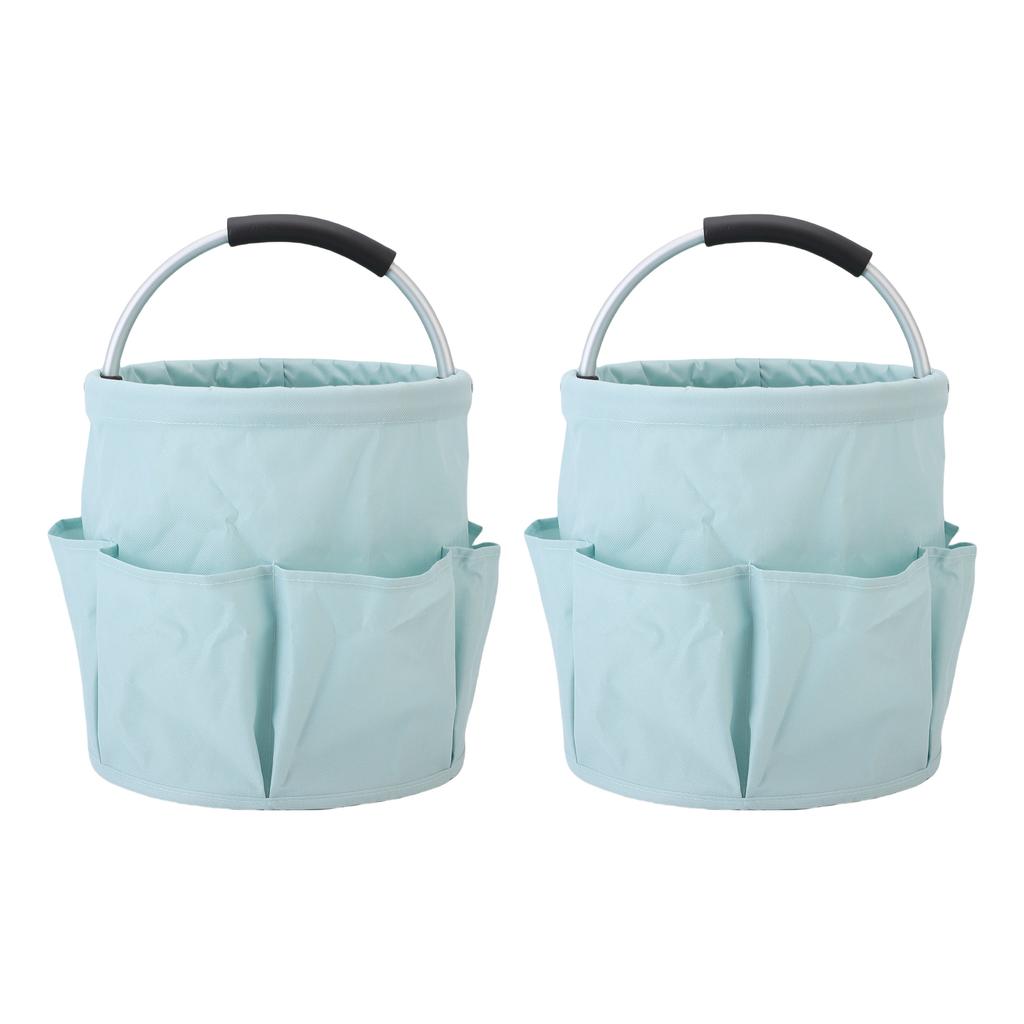 2pcs Foldable Garden Tool Bag Bucket Tool Bag Camping Harvest Basket Bathroom Storage Bath Wash Bag with Handle for