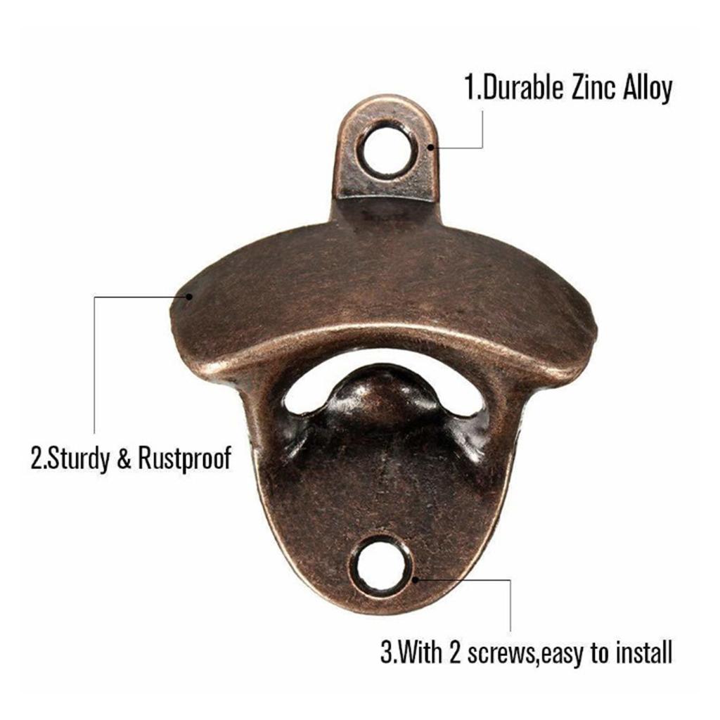 10 Pcs Wall Mount Bottle Opener Vintage Style Rustic Strong Durable Metal Beer Cap Opener for Bar