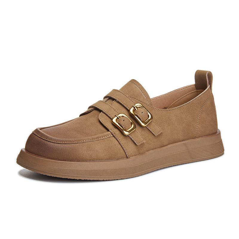 Spring Leather Single Shoes Women's 2025 New Women's Retro Fashion Shoes Casual Versatile Small Leather Shoes British Style Women's Shoes