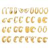 Stainless steel earrings C-shaped earrings U-shaped hollow hollow hollow embossed irregular zircon element earrings