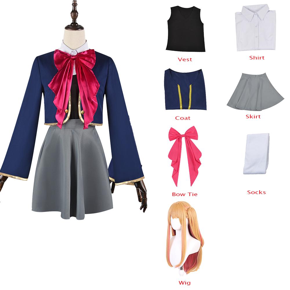 Japanese Anime Oshi No Ko Girls Hoshino Ai Cosplay Costume Carnival Vintage Pink Lolita Dress Rubii Akuamarin School Uniform Wig