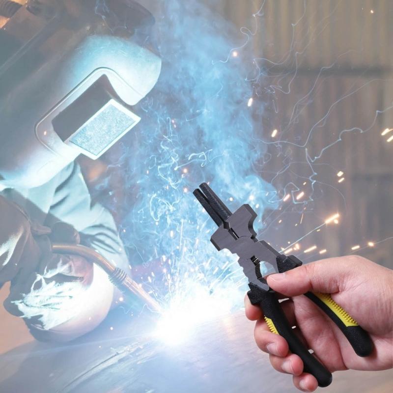 Professional MIG Welding Pliers 7'' Mulitfunctional Tool Steel for Scraping Spatter Gripping Drawing Wire Comfort Handle
