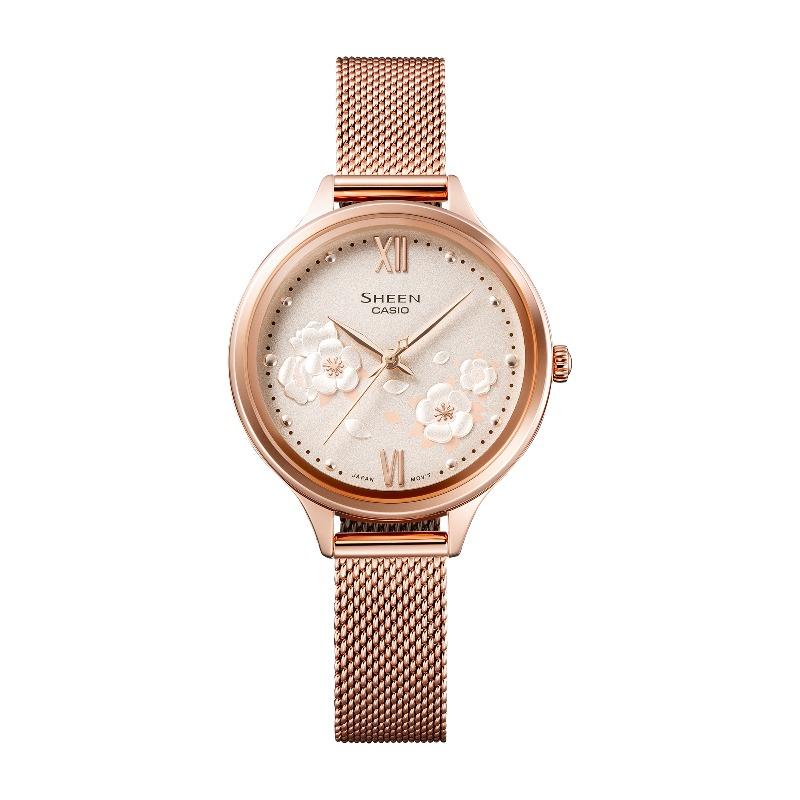 Casio Sheen Women's Stainless Steel 50M Water Resistant Analog Quartz Watch SHE-4551PGM-4A