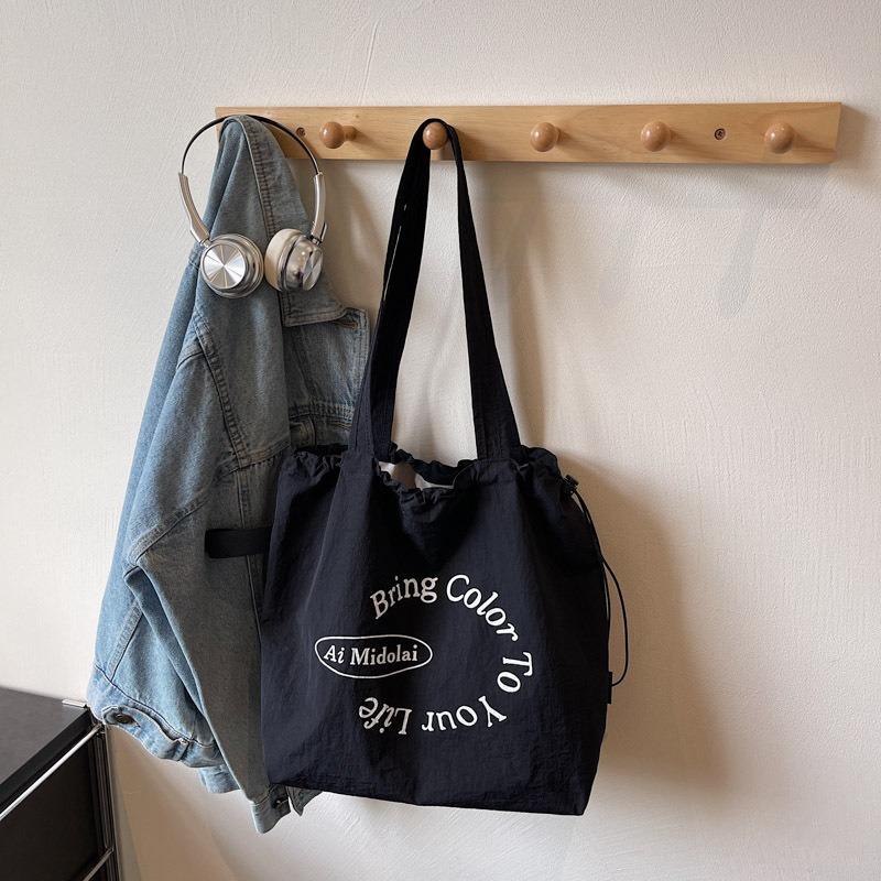 Повседневная литературная холщовая сумка, простая сумка с принтом букв, модная ретро женская сумка через плечо чёрный