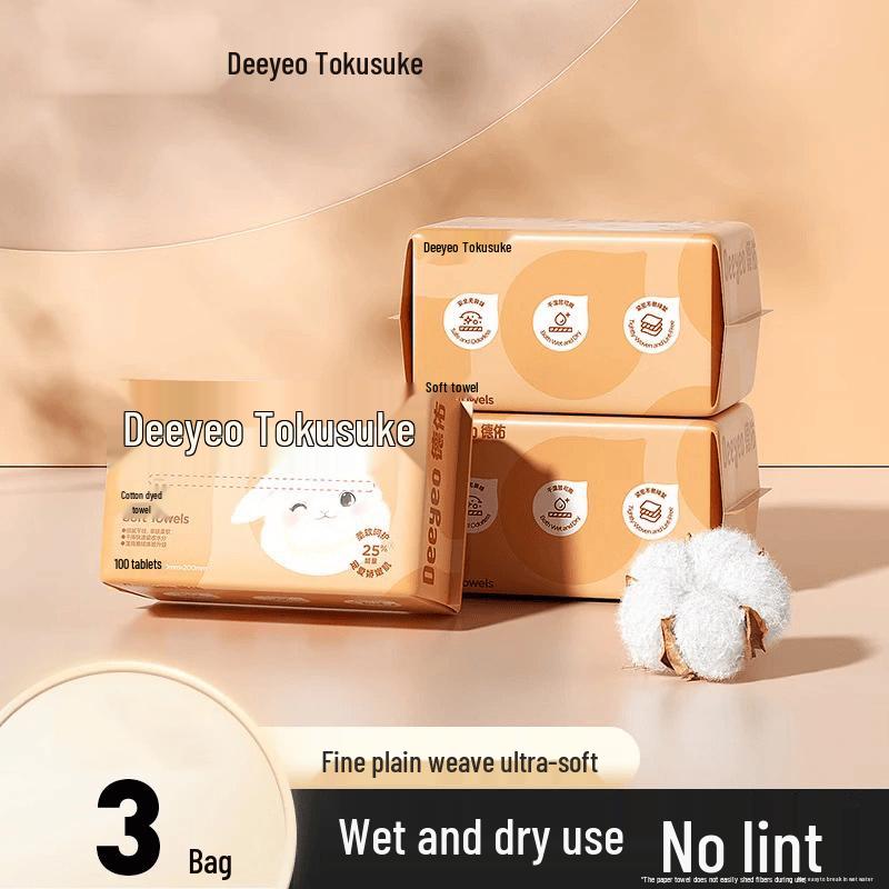 Deyou Little White Rabbit Baby Dry & Wet Cotton Tissue - 6 Packs