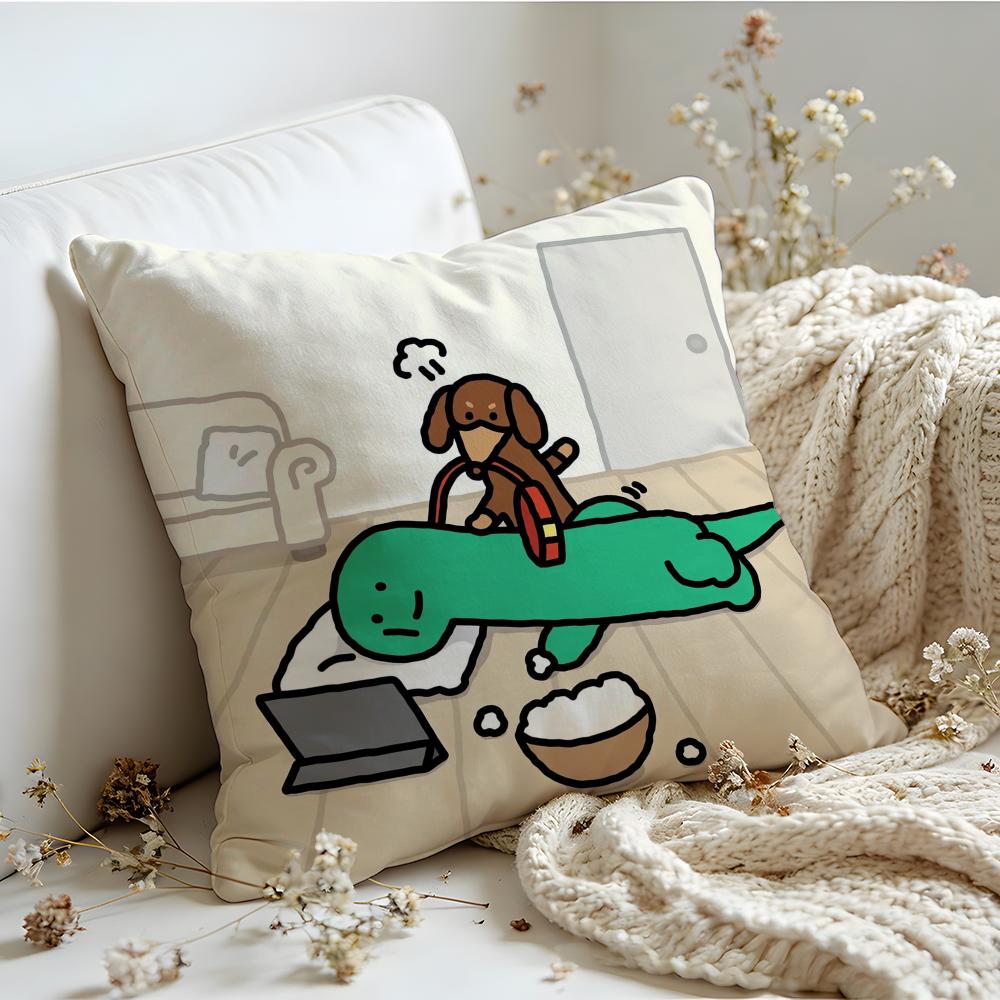 Cushion Cover  Linen  SkinFriendly Soft Decorative Case For Sofa Home Decor Joguman Korean Instagram Dinosaur Pillow cover