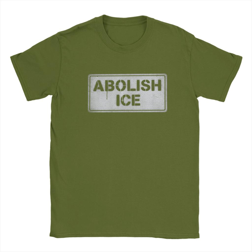 Abolish ICE Political Protest Sign TShirt for Unisex Vintage Cotton Tee Shirt Crewneck Short Sleeve T Shirt Gift Clothes