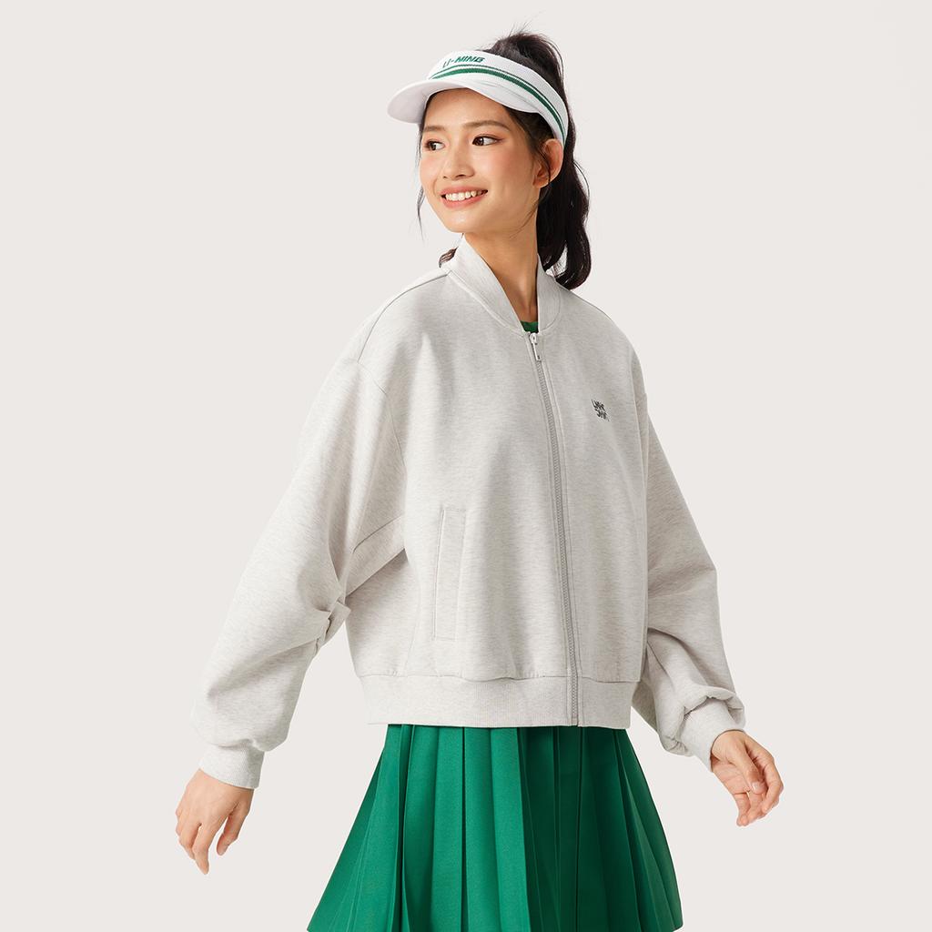 Li Ning Sports Lifestyle Series High Street American Vintage Letter Zipper Comfortable Breathable Versatile Loose Jacket Women jackets AWDV418-1