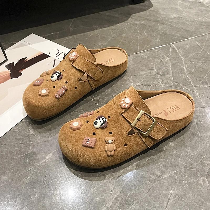 Fashion 2025 Women Sandals  With Arch Support Shoes Outdoor Beach Suede Clogs Slippers Suede Clogs Slippers Soft Insole Sandals
