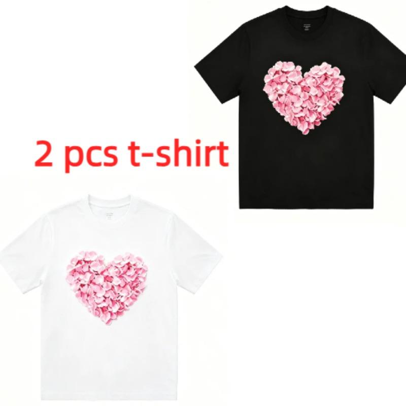 Fashion Rose Love Print Kids T-Shirts Summer Fashion Street Outdoor Casual T-shirt Tops for Boy and Girl's Tees Top