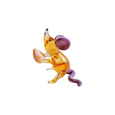 Crystal Glass Mouse Figurine Theft Eggs Scene Artistic Decors Miniature Animal Statue For Living Room Desktop Ornament