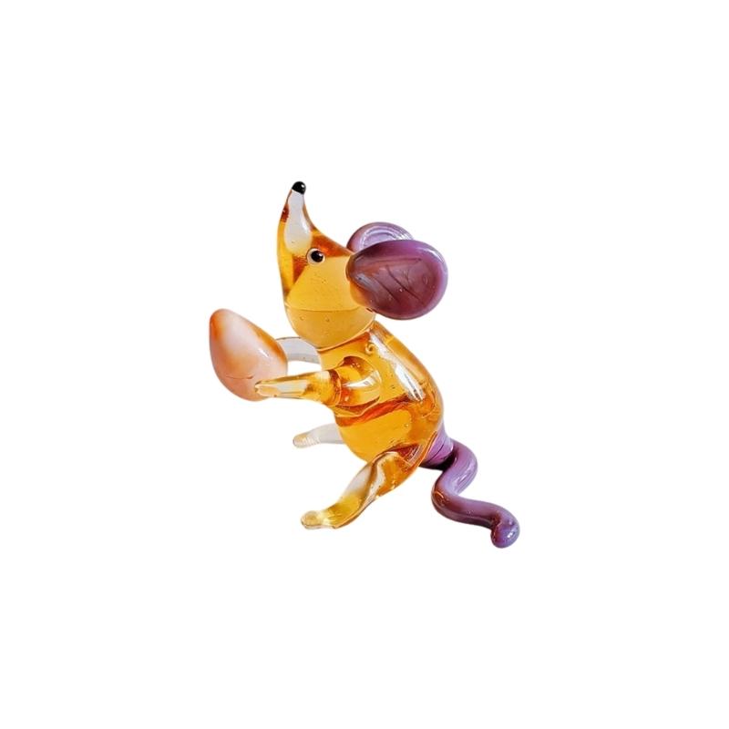 

Crystal Glass Mouse Figurine Theft Eggs Scene Artistic Decors Miniature Animal Statue For Living Room Desktop Ornament золотий