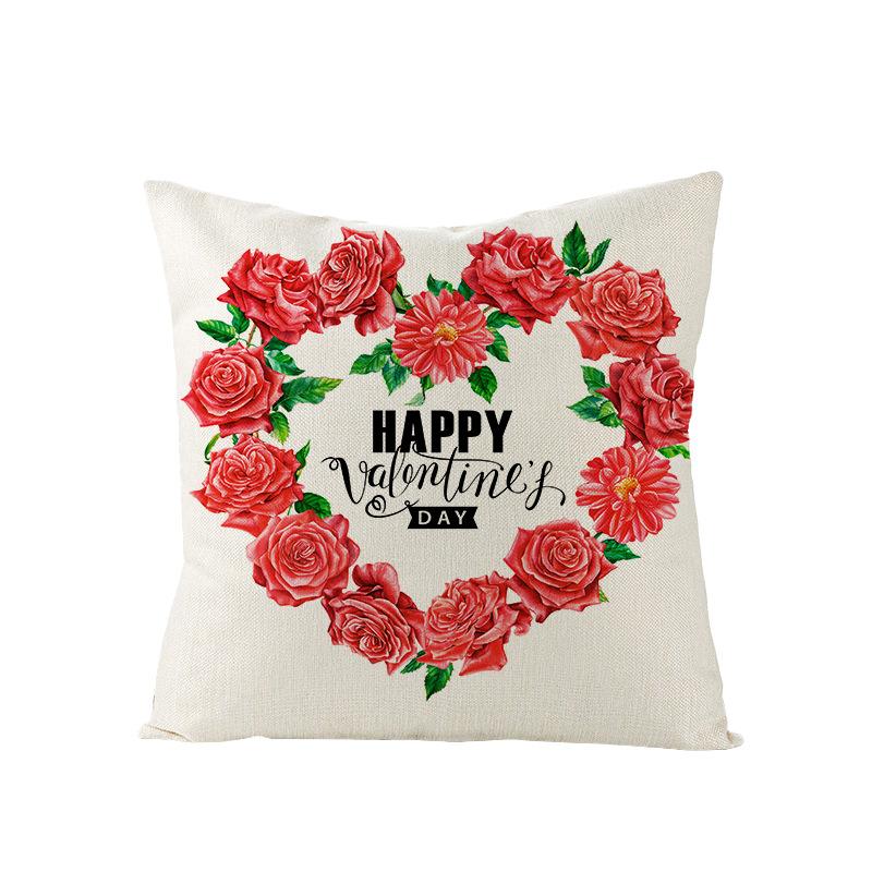 Valentine's Day Pillow Nordic Pink Car Rose Polyester Printed Cushion Sofa Cushion Home Products