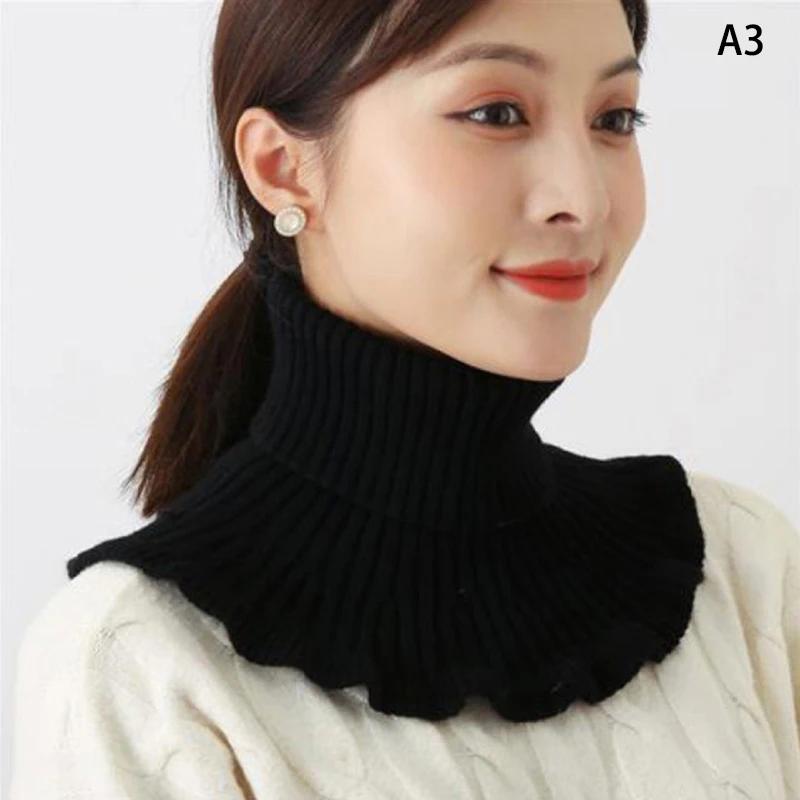Warm Knitted Fake Collar Women Turtleneck Knitted False Fake Collar Detachable Neck Scarf Thicken Windproof Fake Collars