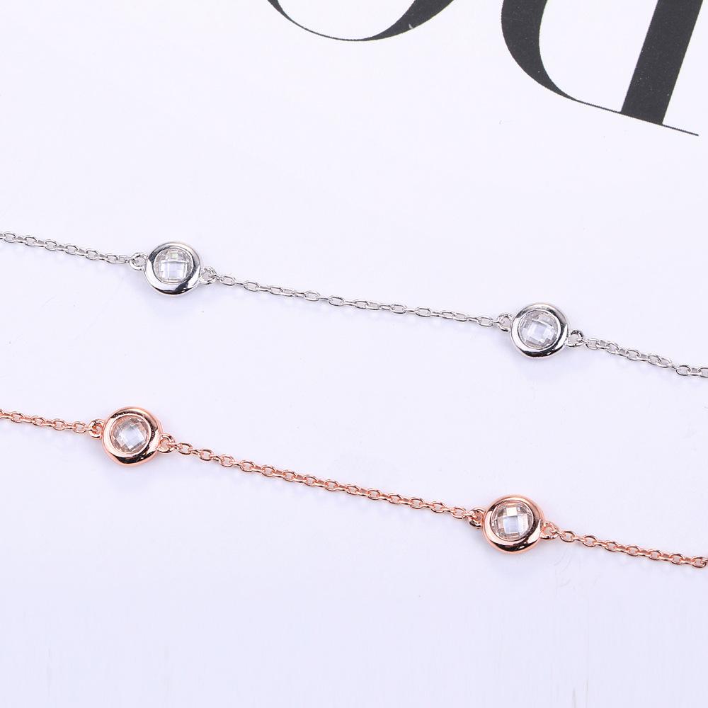 Simple Korean version of the versatile necklace round diamond S925 silver necklace short collarbone chain