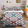 Interwoven Geometric Stripe Pattern Duvet Cover Set With 3D Printing Design Soft Polyester Bedding Set All-Season Comfort
