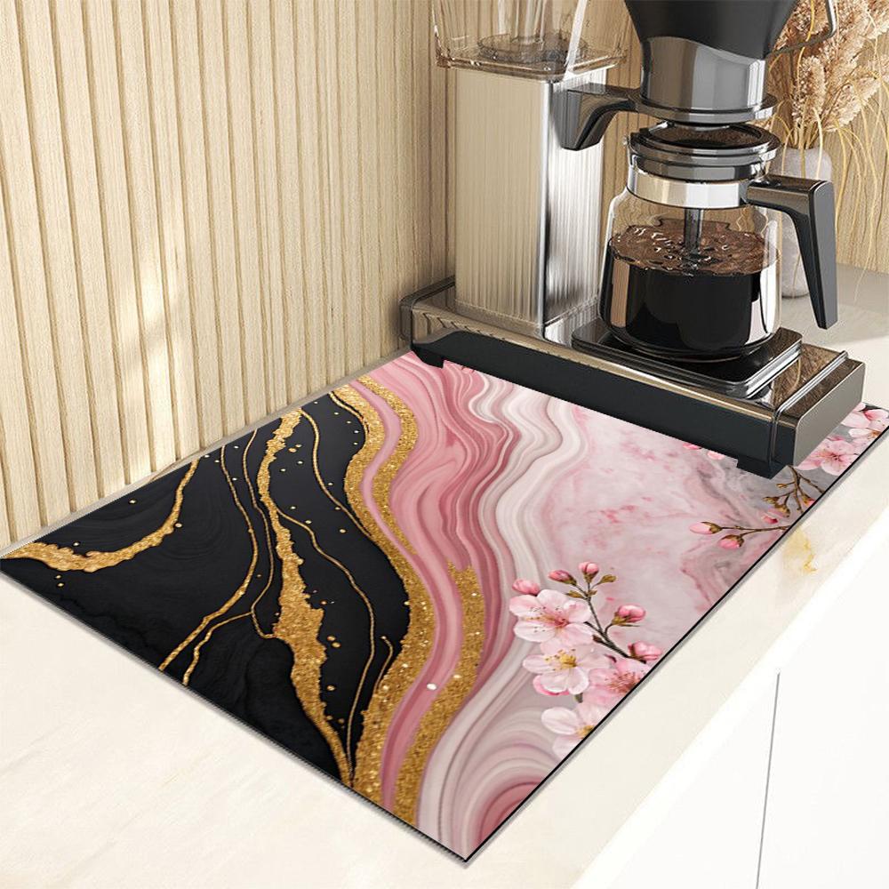 Tappetino da Cucina Super Assorbente con Stampa Marmo Tappetino Asciuga Stoviglie Asciugatura Rapida Tappetino Scolapiatti Tappetino per Stoviglie Antiscivolo Sottopiatto da Pranzo Caffè
