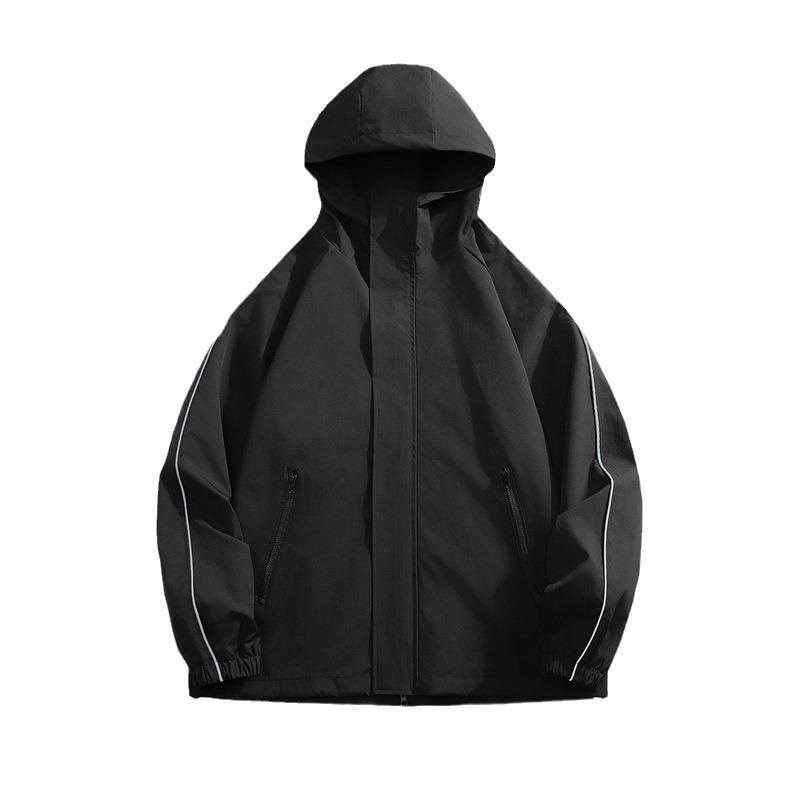 Jacket Men's Spring and Autumn New Trendy Brand Loose Stripe Hooded Tooling Student Handsome Charge Jacket Top Men