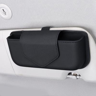 PU Leather Car Glasses Case Magnetic Sunglasses Clip Auto Eyeglasses Storage