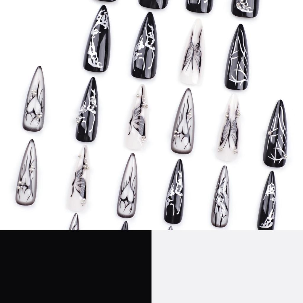 Spicy Heart Butterfly False Nails - Trendy Dark Beauty Tips