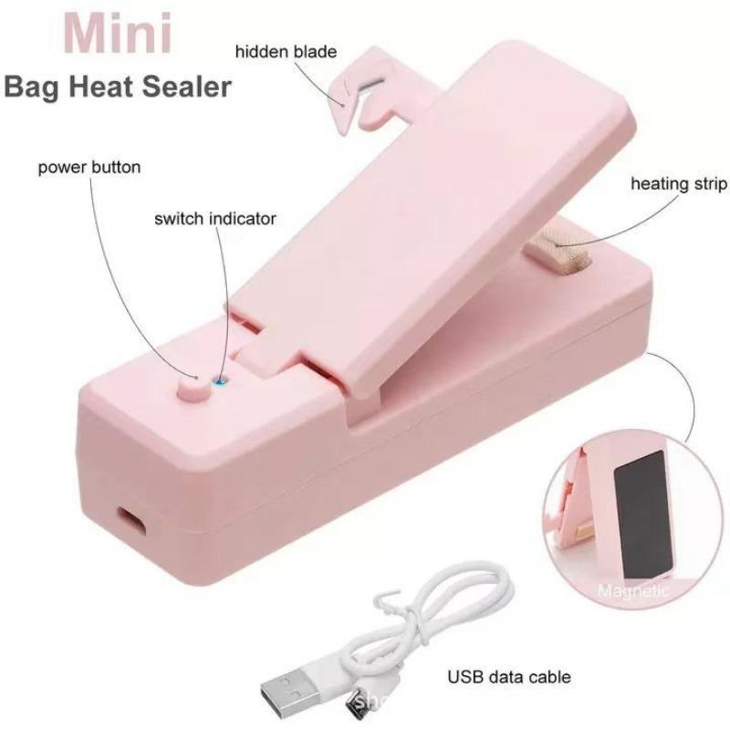 2 IN 1 USB Chargable Mini Bag Sealer Heat Sealers With Cutter Knife Rechargeable Portable For Plastic Food Storage