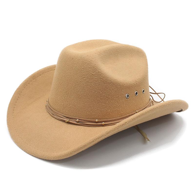 Retro autumn and winter woolen men's and women's retro western cowboy hat big edge wide edge sunshade top hat felt hat