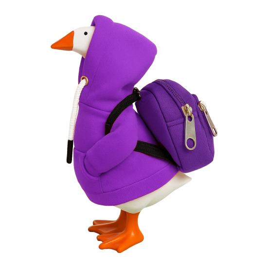 Mini Goose Hoodie with Backpack 7 Inch Desk Goose Outfit Mini Porch Goose Costume Magnetic Goose Statue Key Holder Clothes