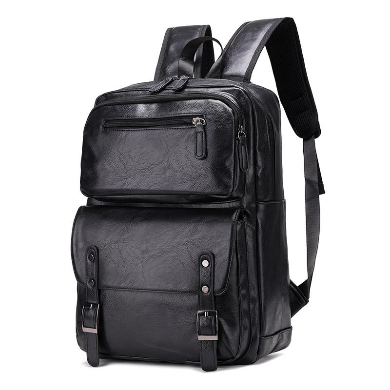 

Fashion Men Backpack PU Leather Bagpack Laptop Backpacks Man S Casual Back Bag Business Male Bag Leather Texture Travel Bags