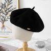 Women's New Autumn and Winter Big Head Circumference Showing Small Simple Beret British Retro Octagonal Painter Hat Trend