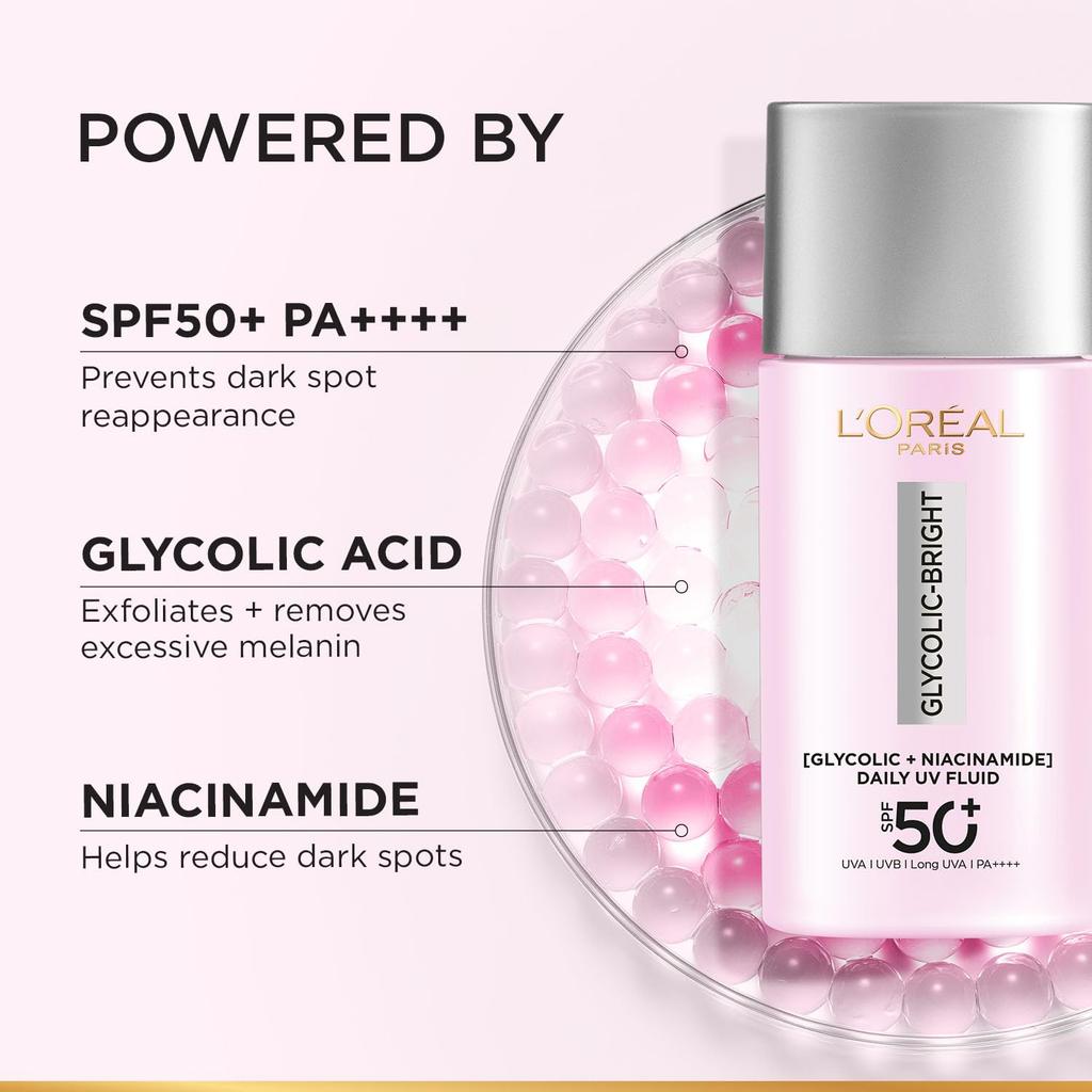 L'Oréal Paris Glycolic Bright UV Fluid SPF 50+ PA++++, 50ml