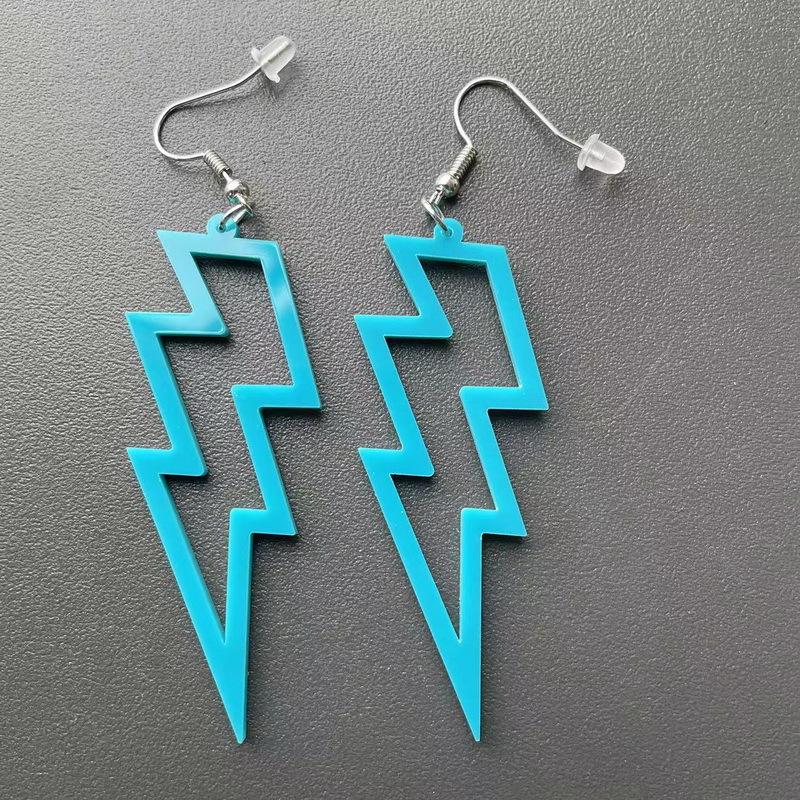 Acryl Hohl Blitz Ohrstecker Minimalistischer Punk Stil Modeschmuck für Damen & Mädchen