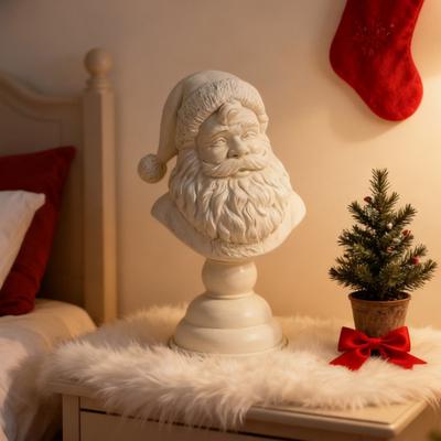 1/2 stk Hvid Julemandshoved Statue Harpiks Figur Juleborddekoration Bordplade Bogreol Boligindretning Pynt