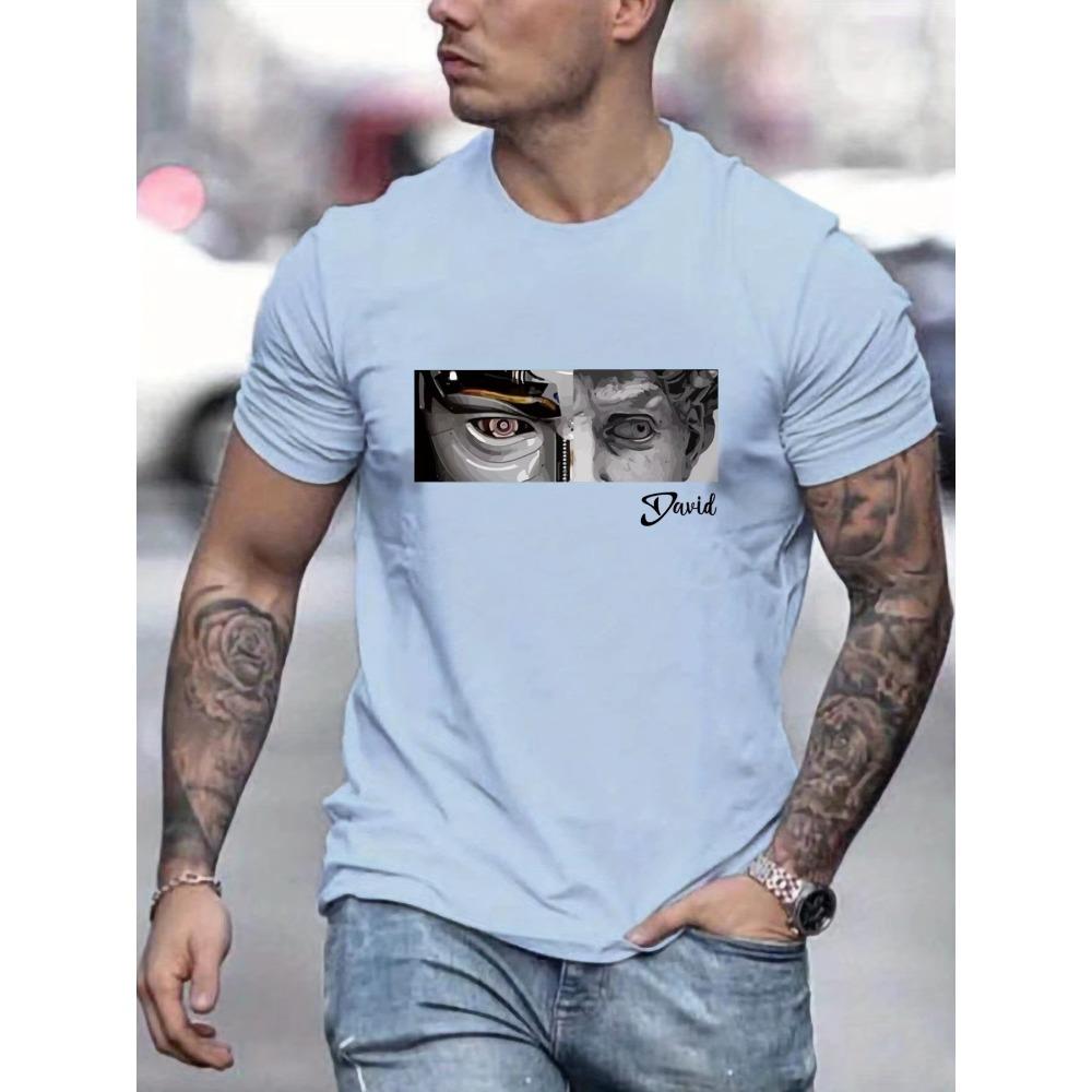 Stylish Letter Pattern Print Men's T-shirt, Graphic Tee Men's Summer Clothes, Men's Outfits