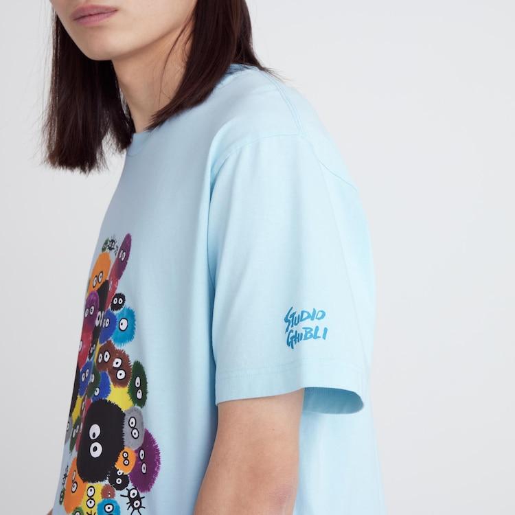 UNIQLO Studio Ghibli Collaboration Series SS24 Front Print Round Neck Short Sleeve T-Shirt Unisex Tops Light-Blue 471259-60
