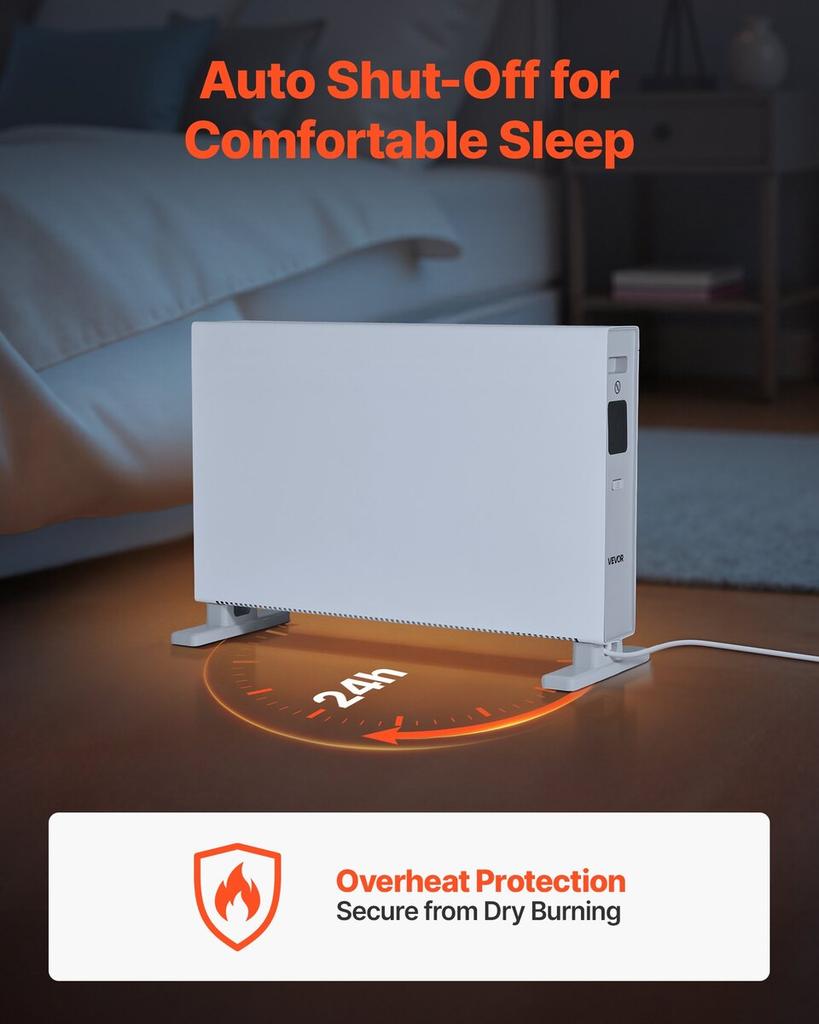 Convection Panel Heater, 2000W Electric Panel Space Heater with Remote & Touch Control, 3 Modes, 24H Timer, Stand or Wall Mount Design with