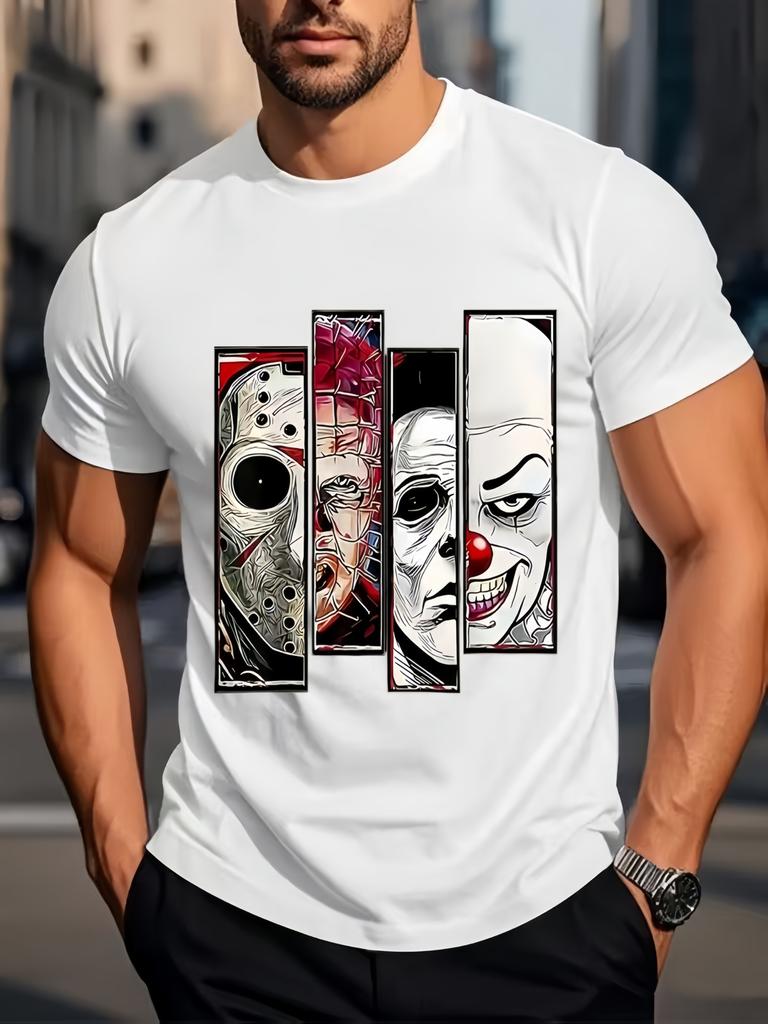 Unisexs Cotton Tshirt Classic Print Vintage Slasher Villains Oversized Short Sleeve Streetwear Black Casual Tops For Daily Wear