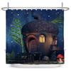 Rural Flowers Scenery Shower Curtain Dreamlike Blooming Flowers Tree Home Bathtub Decor Waterproof Polyester Bathroom Curtains